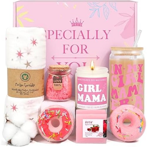 New Mom Gifts & Baby Girl Gift Basket, Baby Shower Gifts for Expecting Mom To Be, Postpartum Gifts For Moms, New Mom Care Package After Birth, First Time Mothers Day Birthday Gifts for Women