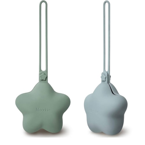 Moonkie Silicone Pacifier Holder Case, Cute Portable Pacifier Storage Case, 2 Pack
