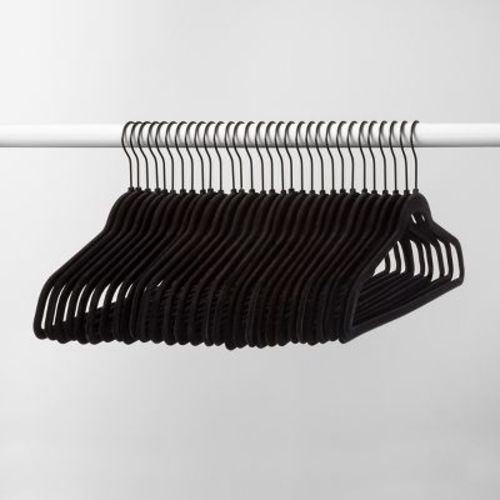 30pk Suit Flocked Hangers Black - Brightroom™: Velvet Clothes Hangers for Sweaters, Shirts, Dresses, Suits