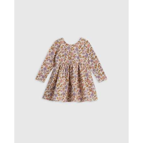 Organic Cotton Long Sleeve Skater Dress  - Baby Girl in Multi Floral
