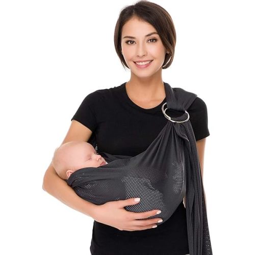 Cuby Water Baby Sling Carrier Breathable Mesh Baby Wraps Carrier Adjustable Ring Sling Baby Carrier Infant Carrier for Summer Swimming Pool Beach (Deep Grey)