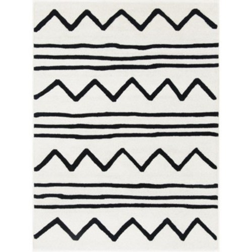 Safavieh Kids Zigzag SFK907 Hand Tufted Indoor Area Rug - Ivory/Black - 6'x9' - Safavieh