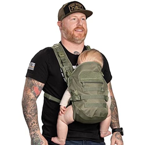 TBG - Mens Tactical Baby Carrier for Infants and Toddlers 8-33 lbs - Compact (Ranger Green)