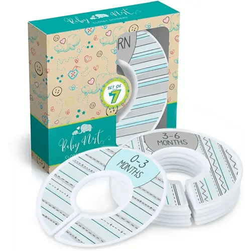 Baby Nest Designs Blue Baby Closet Dividers – Unisex Nursery Organizer with 7X Baby Size Dividers for Baby Clothes (Infant Newborn Clothing to 24 Months)