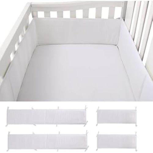 Soft and Breathable Mesh Liner Padded Thick， 4 Pcs of Crash Pads for Sides,Easy to Install (White)