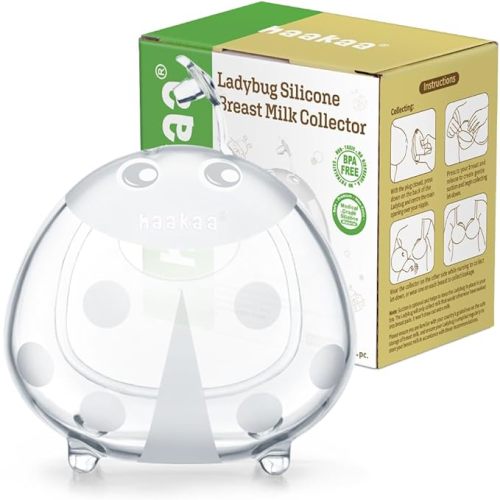 haakaa Ladybug Breast Milk Collector Breast Shells Milk Saver Nursing Cups for Large Milk Supply, Replace Disposable Breast Pads, Reusable & Wearable (150ml, 1 Pc) - Clear - 5oz/150ml - 1 Count