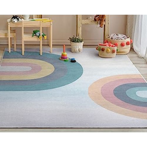 Well Woven Kids Kaleidoscope Rainbow Rug, 3'3" x 5', Multi Color Pastel