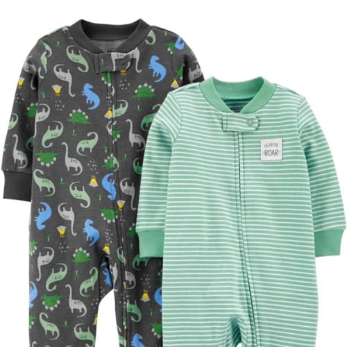 Simple Joys by Carter's Baby Boys' 2-Way Zip Thermal Footed Sleep and Play, Pack of 2