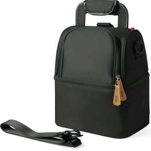 NCVI Breastmilk Cooler Bag Backpack with Ice Pack, Fits 6 Bottles (Black)