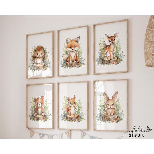 Woodland Animal Prints, Boy Nursery Printable Wall Art, Forest Animal Nursery Decor,  Watercolor Animals, Woodland Nursery Prints