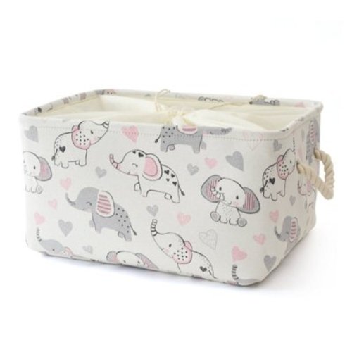 Storage Basket, Baby Shower Basket for Boys Girls, Large Gift Box for Baby, Collapsible Storage Bins Elephant Decoration for Kidsroom Nursery Room Play Room，M
