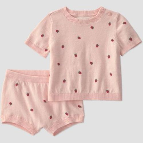 Little Planet by Carter's Baby Girls' Organic 2pc Strawberries Sweater Set - Pink 3M