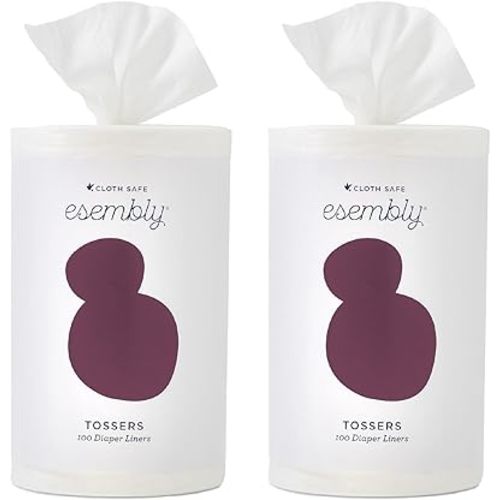 Esembly Tossers, Cloth Diaper Disposable Viscose Derived from Bamboo Liner, Fragrance-Free and Chlorine-Free, One Size, 2- Liners (2-Pack)