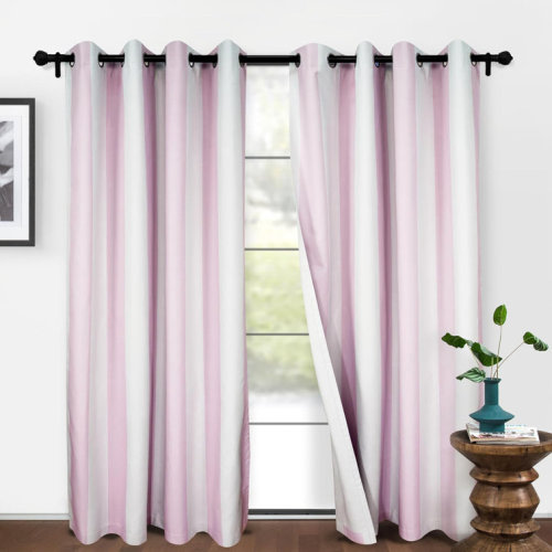 Dorotheia Striped Blackout Thermal Outdoor Grommet Curtain Panels