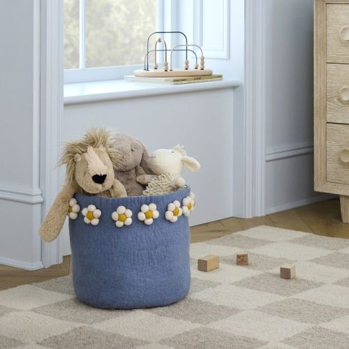 Handcrafted Felt Daisy Bin