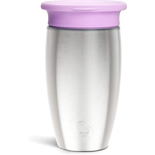 Munchkin® Miracle® 360 Toddler Sippy Cup with Lid, Spill Proof, 10 Ounce, Stainless Steel, Purple
