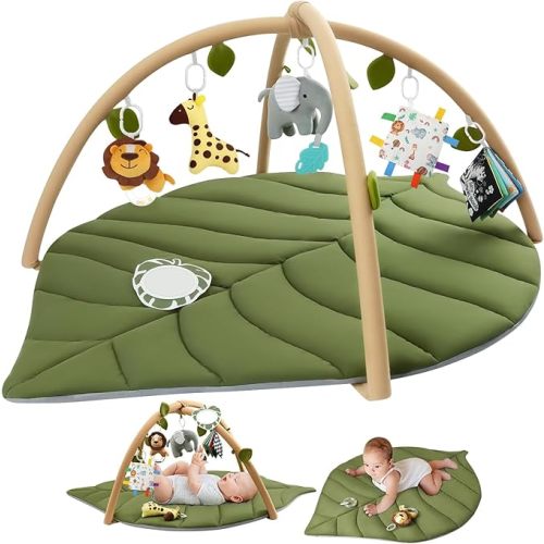 Baby Play Gym Baby Play Mat, Leaf Shaped Baby Mat with 6 Detachable Toys, Tummy Time Mat High Contrast Toys & Self-Discovery Mirror : Amazon.com.au: Baby