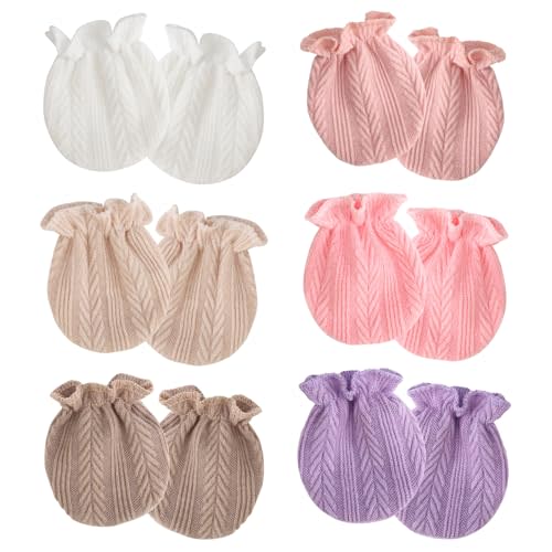 AQOKKA Newborn Baby Mittens No Scratch Cotton Elastic Wrist Gloves Infant Toddler Mittens for Baby Boy Girl 0-6 Months