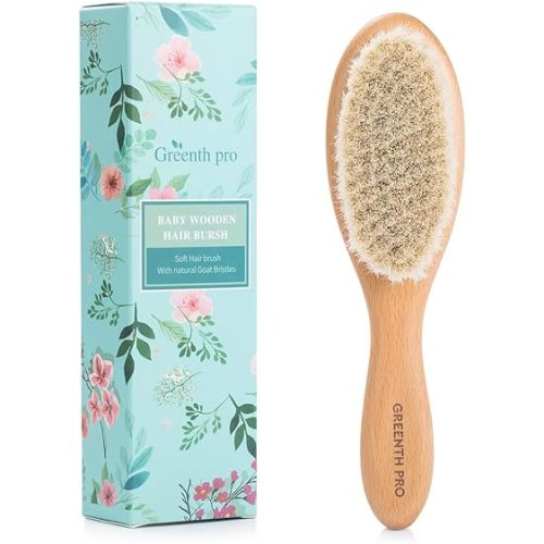 Wooden Baby Hair Brush,Natural Beech Wood and Soft Goat Bristles,Soft Bush For Toddlers, Infants, Boys, Girls