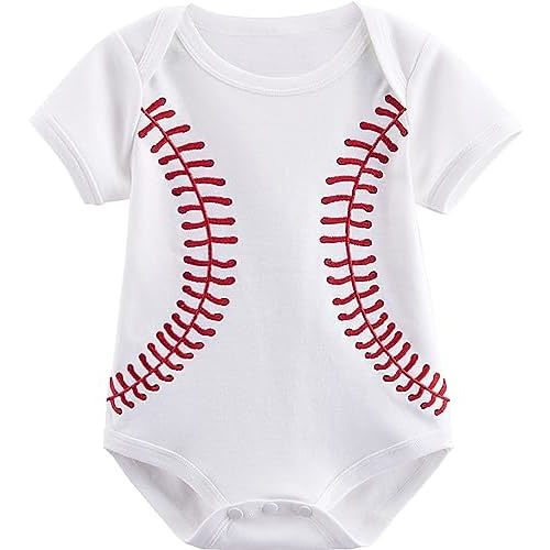 COSLAND Baby Boys' Cotton Sport Casual Bodysuit, Infant Short Sleeves Pattern Outfits, 0-18 Months