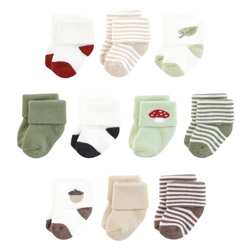 Touched by Nature Baby Infant Boy Organic Cotton Socks, Forest Explorer, 0-6 Months, Brown