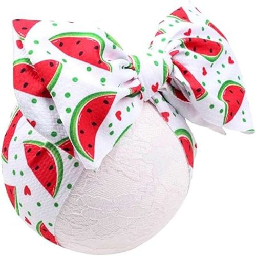 YanJie Watermelon Bow Headband for Girls Newborn Infants Toddlers - Red, 1 Count