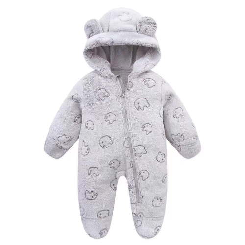 Baby Boy Romper Baby Onesies Soft Snowsuit Coat Bear Suit Warm Spring Boy Clothes One Piece Jumpsuit Grey 0-3 Months