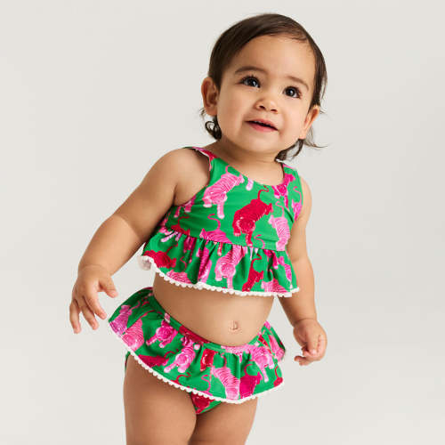 Le Tigre Green Ruffled Tankini Two Piece Swimsuit
