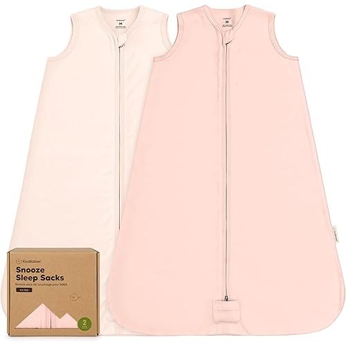 2-Pack Baby Sleep Sacks, Zipper Wearable Blanket - 0.5TOG Organic Cotton,Lightweight,Soft Cozy Toddler Sleeping Sack 6-12 months, Easy to Wear Large Newborn Transition Swaddles Sleepsacks (Mist Rose)