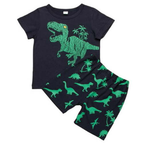 Odeerbi Baby Boys Clothes Baby Outfits Shirts Sets Toddler Kids Boy 2025 Casual Dinosaur Print Short-sleeved Shorts Set
