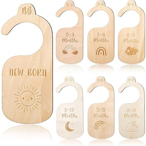 Wooden Baby Closet Dividers, Double Sided Baby Clothes Organizer Hangers Nursery Baby Clothes Separators for Newborn to 24 Months for New Mom Dad Parents Nursery Decor