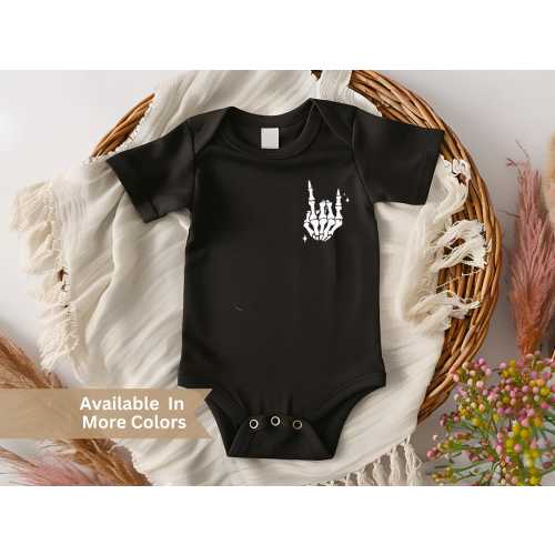 Baby Boy Rock n Roll Bodysuit- Skeleton Hand Bodysuit- Rock On Baby Bodysuit- Kids Rock Shirt- Toddler Punk Rock Shirt- Rock N Roll Toddler