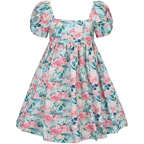 Girls Summer Hawaiian Dress Floral Halter Neck Cold Shoulder Sleeveless Beach Sundress 1-12 Years