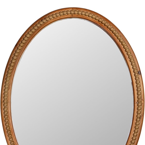 Amazon.com: EMAISON 24" x 32" Wall Mount Wood Beaded Frame Oval Mirror, Warm Brown Real Glass Modern Farmhouse Decorative Mirror for Bathroom Vanity, Entryway, Bedroom