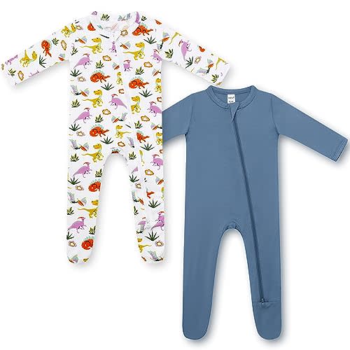 HAPIU Rayon from Bamboo Baby Footed Pajamas, 2 Way Zipper YKK, Footie for Baby Boy Girls, Newborn-24 Months