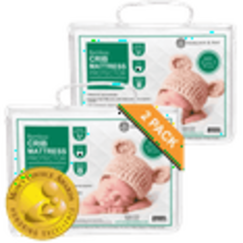 Margaux & May Crib Mattress Pads – 2 Pack, Waterproof, OEKO-TEX Certified, Dryer Safe