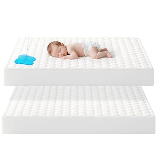 Tivellary 2 Pack Waterproof Crib Mattress Protector, 52''x28'' Baby Crib Mattress Cover, Quilted Toddler Mattress Protector, Ultra Soft & Breathable, Machine Washable, White