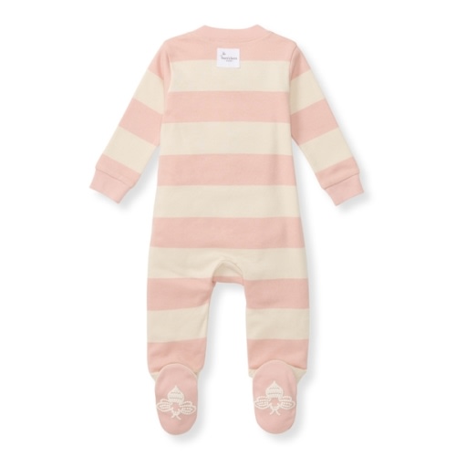 Rugby Stripe Organic Cotton Sleeper Pink Sand