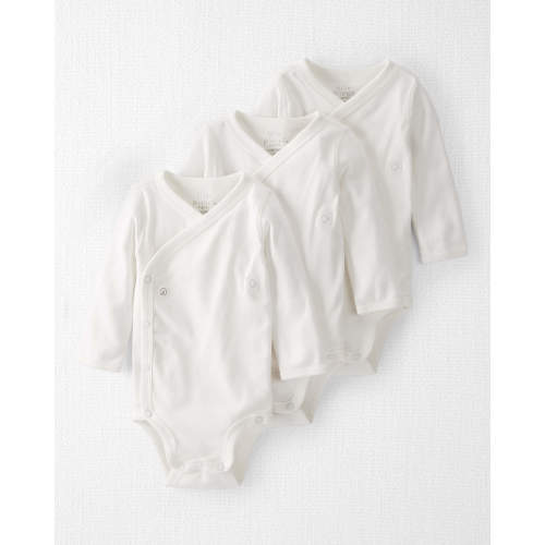 Baby 3-Pack Organic Cotton Snap Bodysuits - Style,White