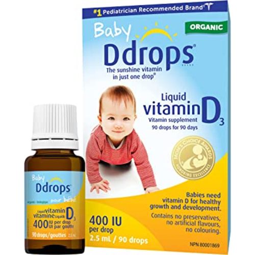 Organic Baby Ddrops 400 IU 90 drops - Daily Liquid Vitamin D for Infants