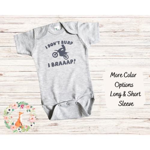 I Don't Burp I Braaap Dirt Bike Baby Bodysuit, Motocross Baby Bodysuit, Dirt Bike Baby Boy, Baby Shower Gift, Baby Announcement