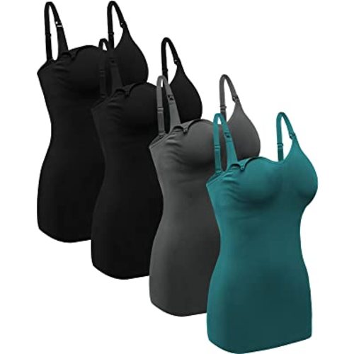 Women's Maternity Nursing Tank Tops with Built in Bra for Breastfeeding Shirt 4Pack