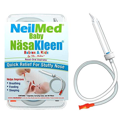 NeilMed Baby NasaKleen Nasal-Oral Aspirator with 49 Hygiene Filters and a Convenient Storage Travel Case