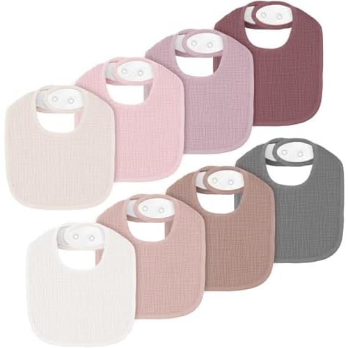8 Pack Muslin Baby Bibs for Boys Girls, Soft Cotton Baby Bibs for Drooling and Teething