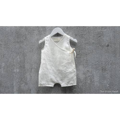 Linen baby romper/ White linen romper/ Unisex Romper/ Newborn Linen clothes/ kimono romper