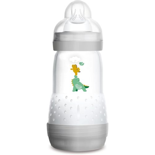 MAM Easy Start Anti-Colic Bottle, 9 Ounce (1-Count), Baby Essentials, Medium Flow Bottles with Silicone Nipple, Unisex Baby Bottles, Designs May Vary
