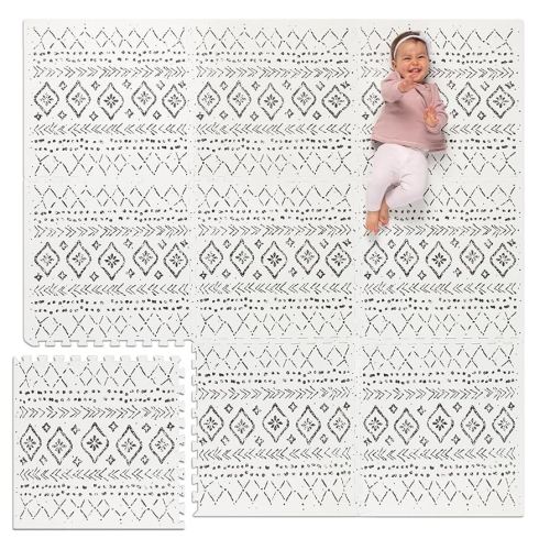 Lillefolk Baby Foam Play Mat - Baby Playmat | Tiles for Kids Interlocking Mat - Foam Baby Mat for Babies & Toddlers - Non Toxic Play Mat for Baby Tummy Time Mat 6x6ft Boho