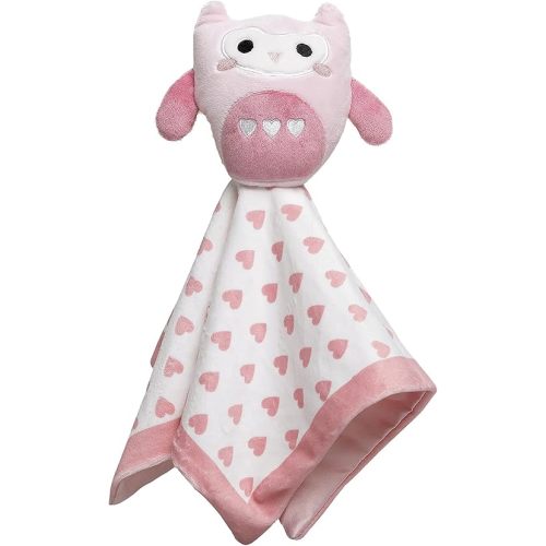 Pearhead Owl Security Blanket, Soft Baby Lovey for Babies, Snuggle Toy Stuffed Animal, Newborn Infant and Toddler Security Toy, Baby Girl Lovie, New Baby Gift, Pink Owl Lovey