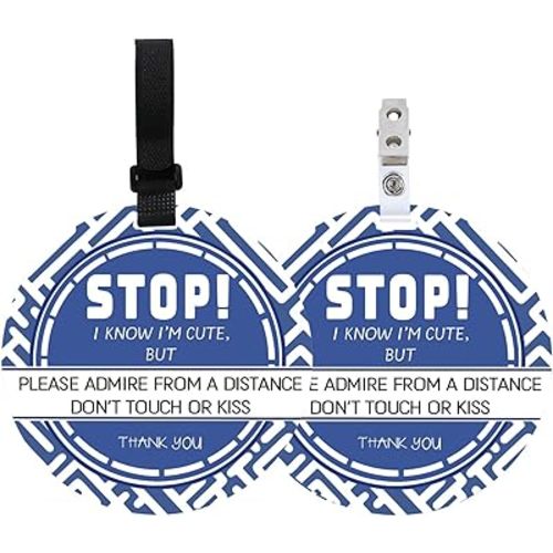 PLIGREAT 2 Pack Stop Touching Baby Signs, No Kissing Baby Sign for Baby Car Seat Baby Carriers, Stroller Tags with Hanging Straps and Clip, No Touching Baby Signs for Newborn Baby Girls Boys Preemie