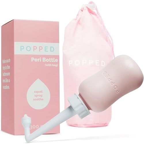 Popped Upside Down Peri Bottle for Postpartum Care | FSA HSA Eligible Wash Bottle for Perineal Tears, Episiotomy & C-Section Recovery | Angled Spout Portable Bidet | 10 oz